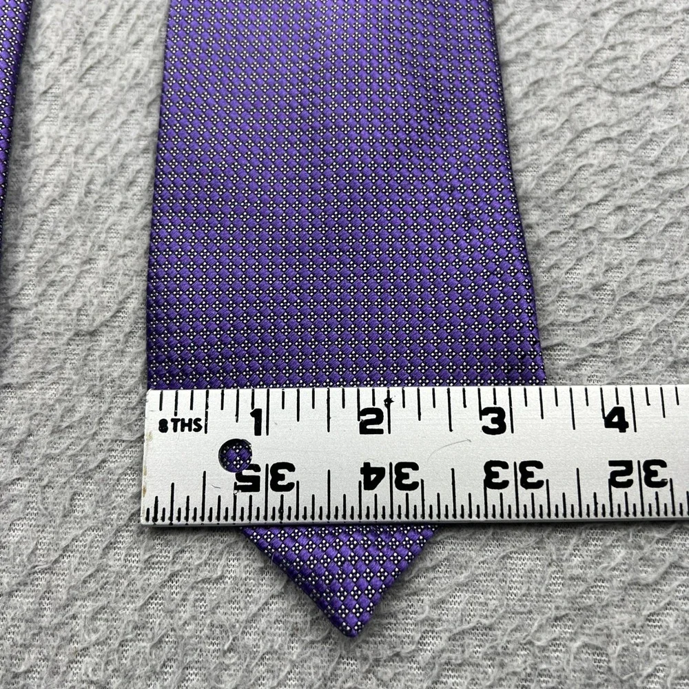Ermenegildo Zegna Tie Mens Purple Mini Floral Check 100% Silk Italy Made Luxury